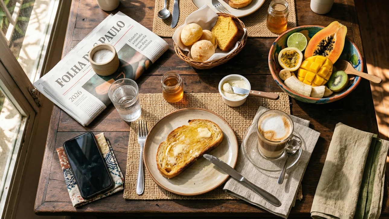 Mesa de café da manhã completa